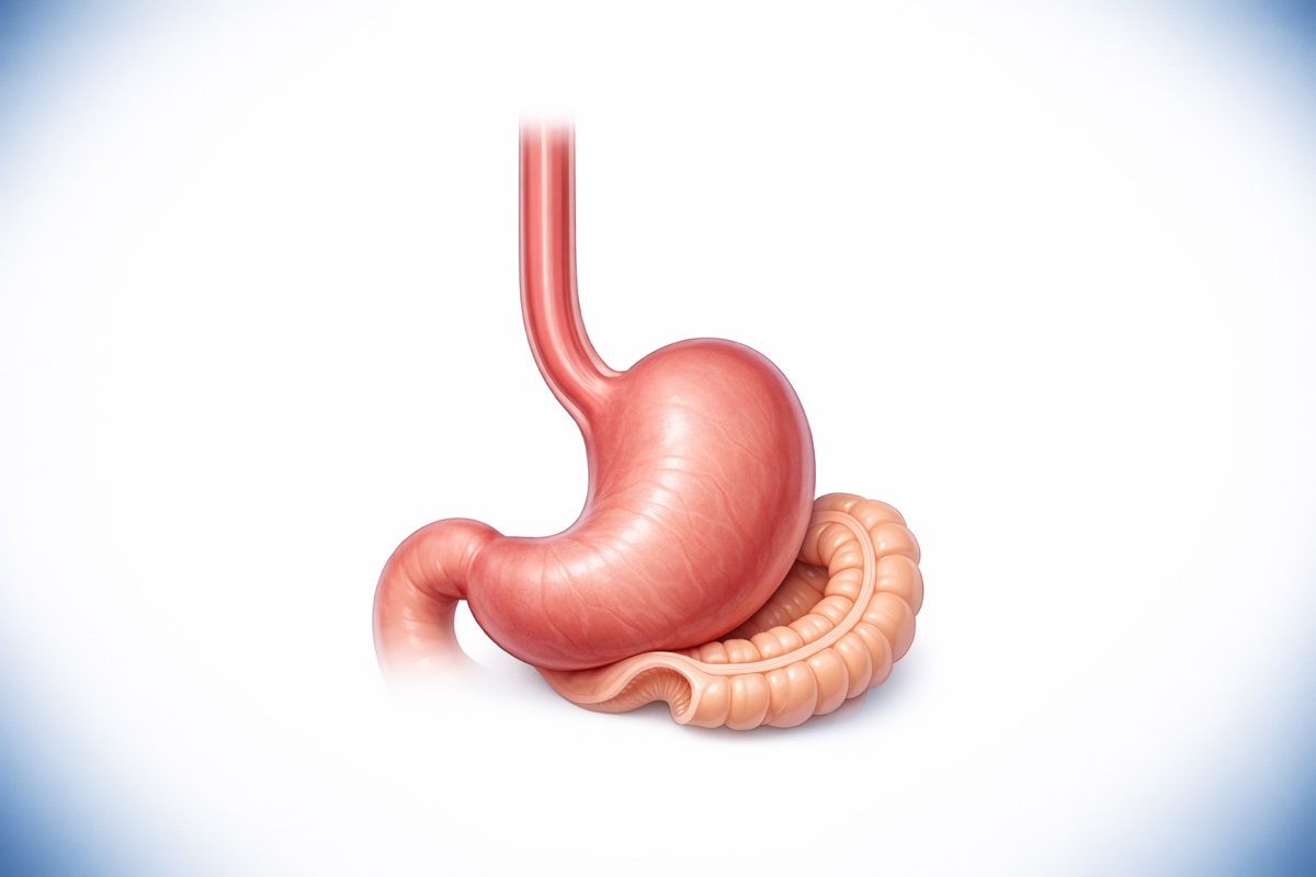 Illustration of the upper digestive tract for upper endoscopy